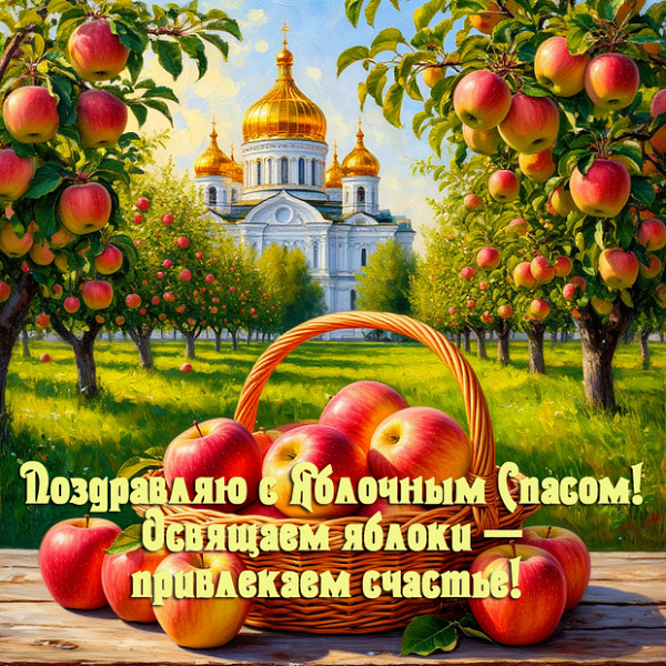 40+ открыток и поздравлений с Яблочным Спасом