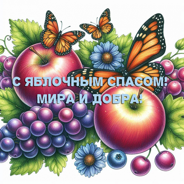40+ открыток и поздравлений с Яблочным Спасом