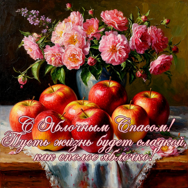 40+ открыток и поздравлений с Яблочным Спасом